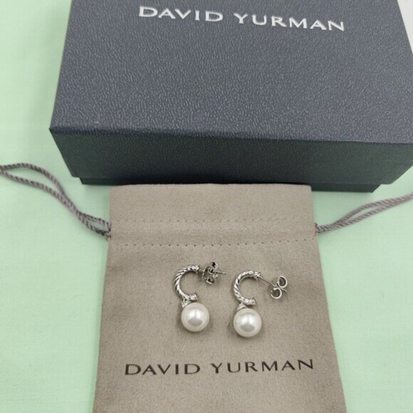 David Yurman Pearl Cable Earrings with Classic Look - Picture 1 of 3